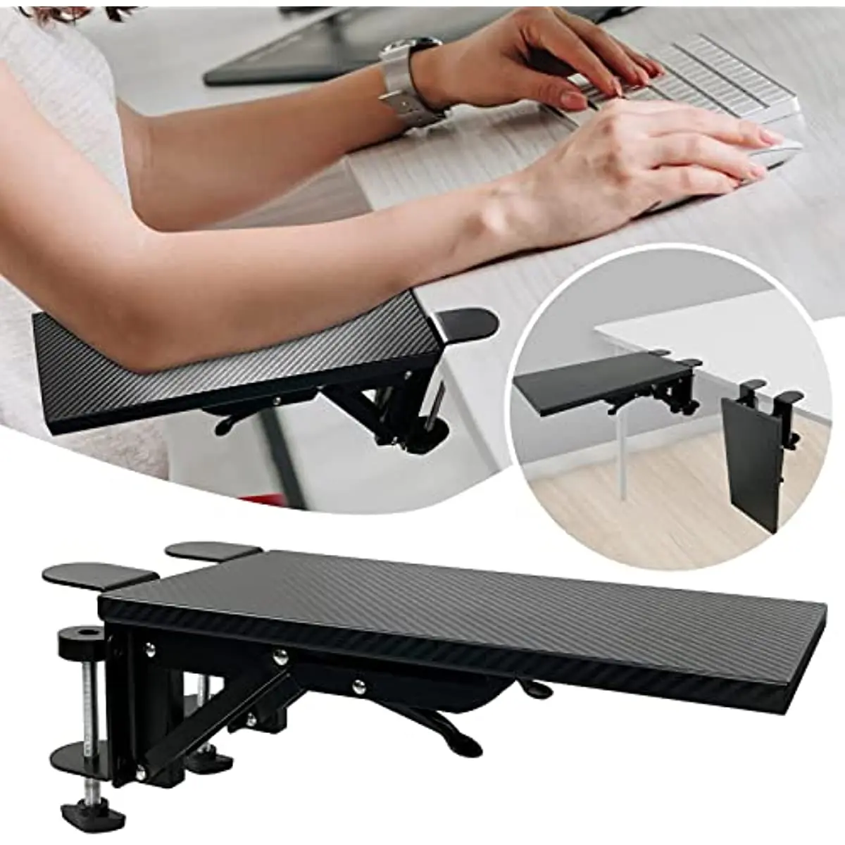 

Arm Rest for Desk, Armrest Table Extender Adjustable Desktop Forearm Rest Support Relieve Stress Eliminate Pain for Table