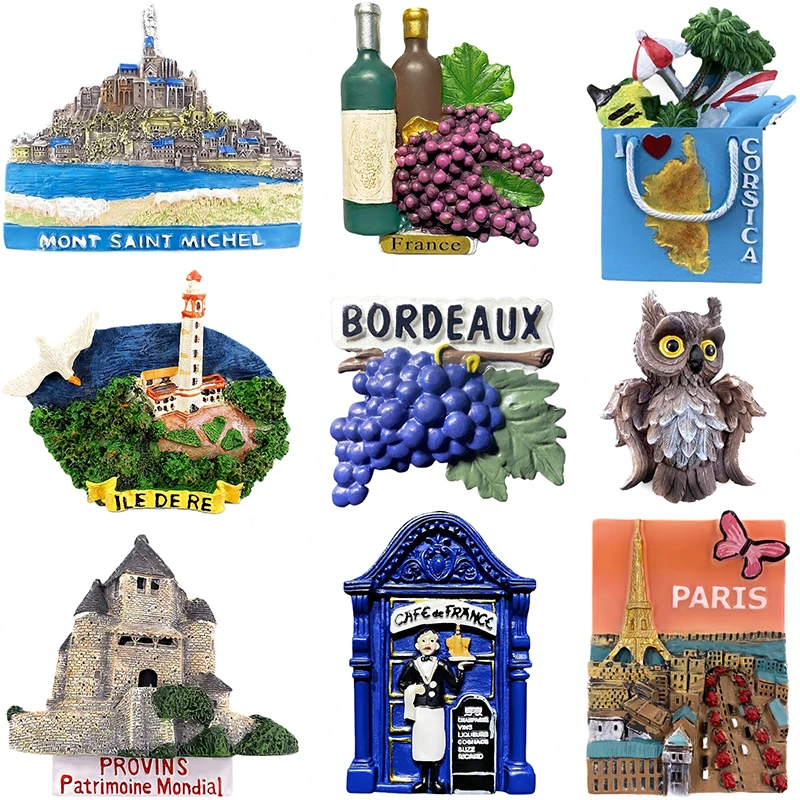 France Fridge Magnets Europe Travel Souvenir Bordeaux Corsica Saint Michel Provins Paris Refrigerator Sticker Home Decor Gifts
