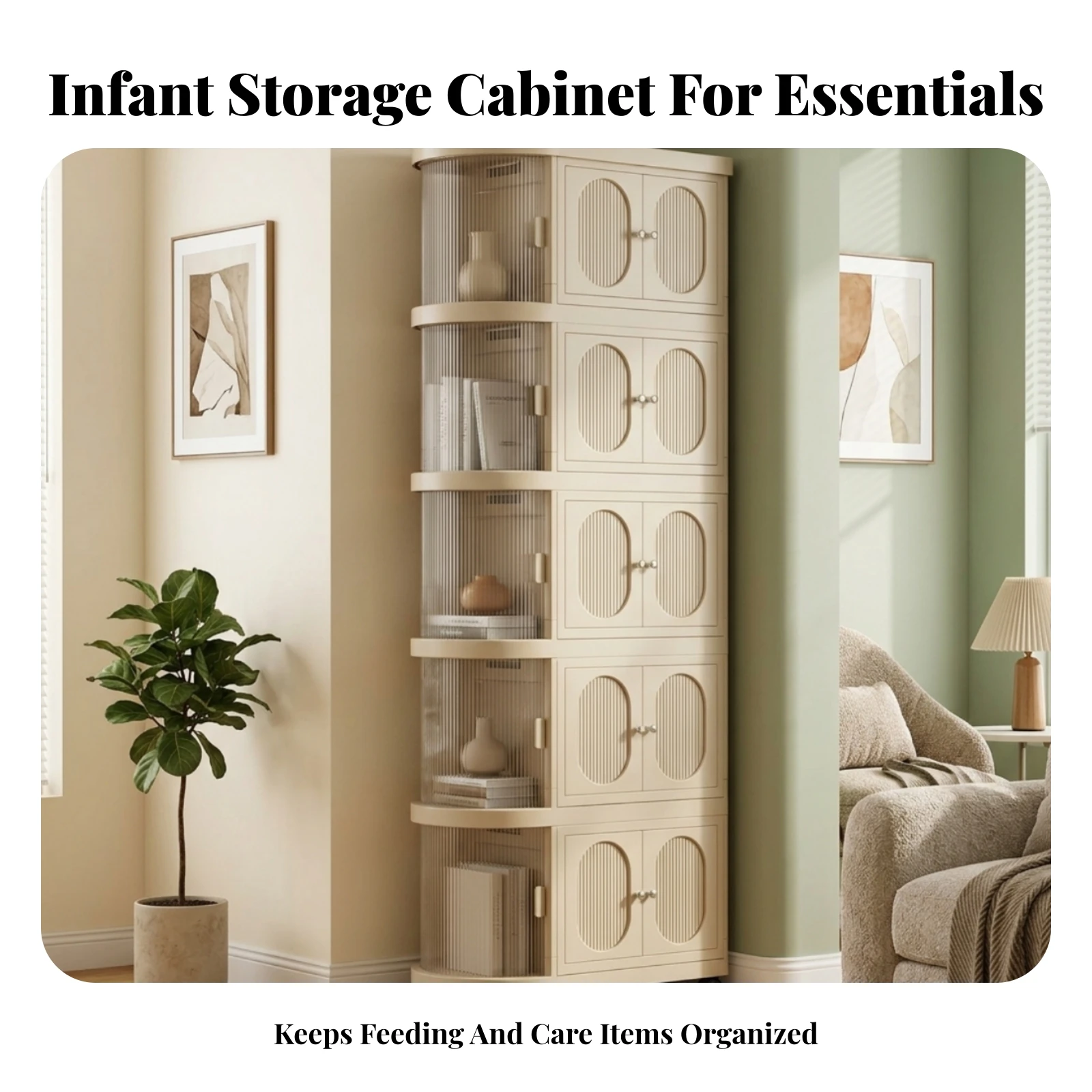 5-Tier Baby Cabinet Warm Beige - огляд і ціна Baby Nursery Shelves