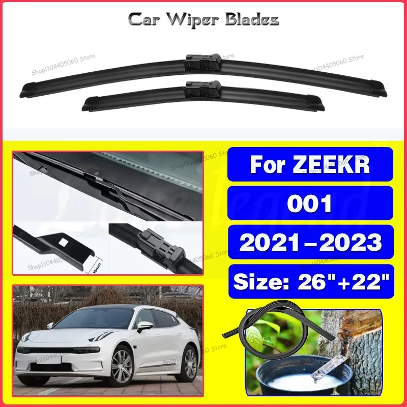 

Car Wiper Front Wiper Blades For ZEEKR 001 2021 2022 2023 Windshield Windscreen Clean Rubber Car Wipers Accessories 26"+22"