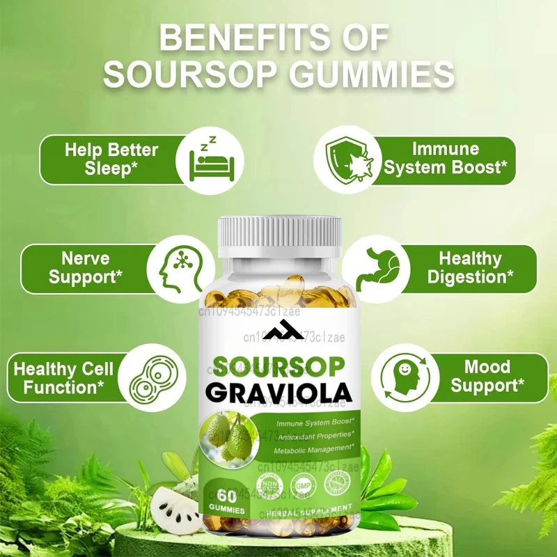60 CapsulesCiguo Annona Fruit Concentrated Soft Candy 3000mg Ciguo Extract Sugar Free, Gluten Free, Vegetarian Friendly