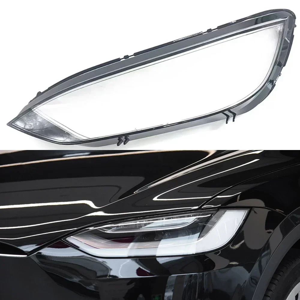 

For Tesla Model X Car Front Headlight Cover Headlamp Lampshade Lampcover Head Lamp light Covers glass Lens Shell Caps 2016-2023