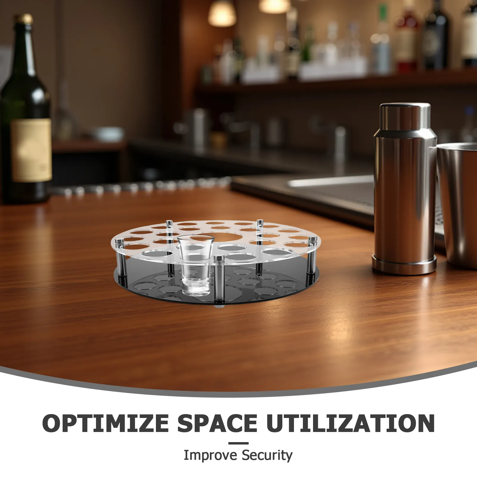 25 Hole Clear Acrylic Shot Glass Holder Tray with Bottle Organizer for Home Bars Parties Shot Glass Tray Holder