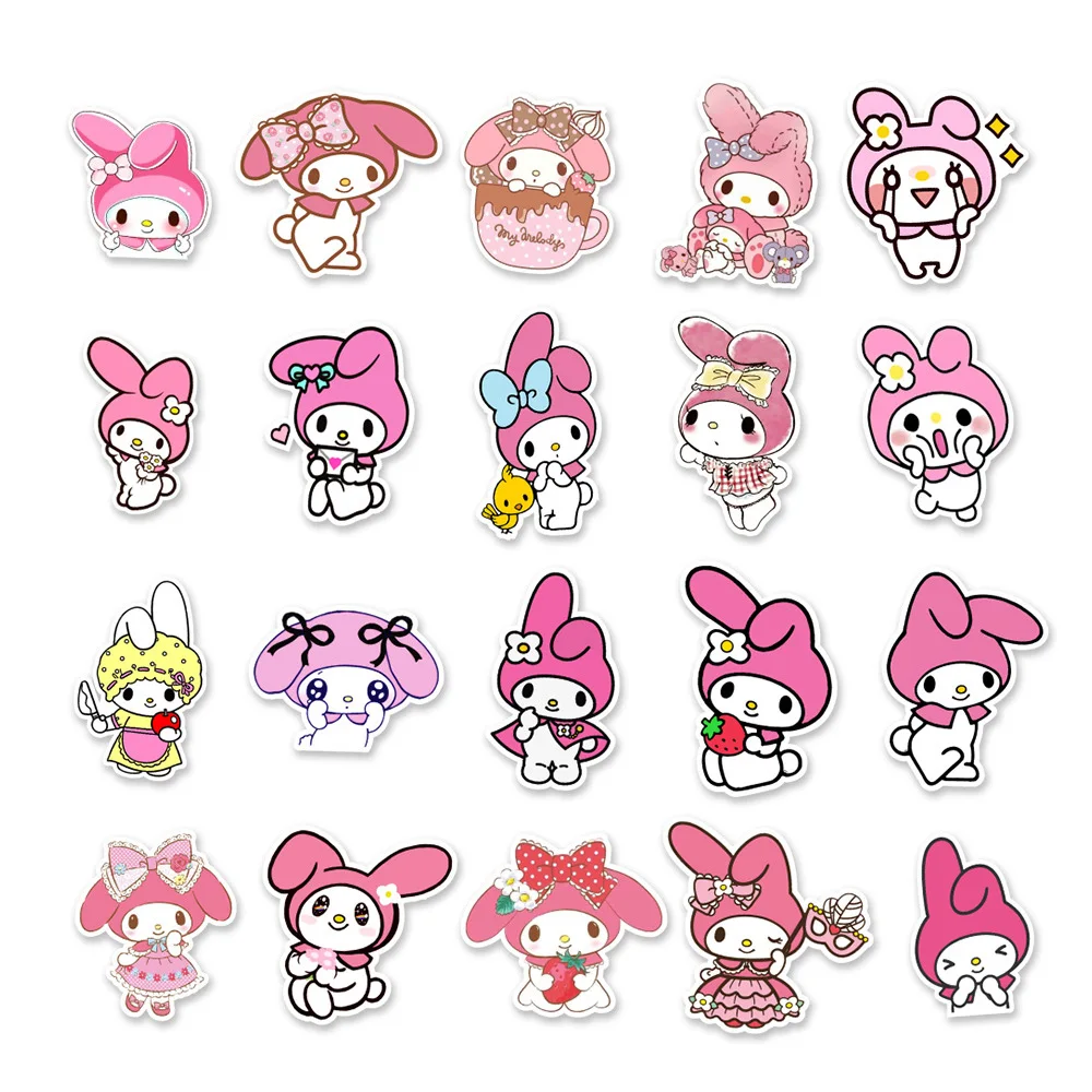 Autocollants Kawaii My Melody Aesthetic Stickers, DIY Toys for Kids, Laptop, Phone, Suitcase, Scrapbook, Graffiti Decals, Pink, 10 PCs, 30 PCs, 50PCs