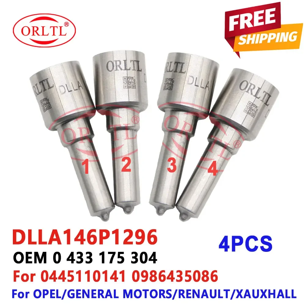4PCS New Nozzle DLLA146P1296 Diesel Sprayer 0 433 171 811 For Opel 0445110141 0986435086 4401795 4417364 5821539 9109795