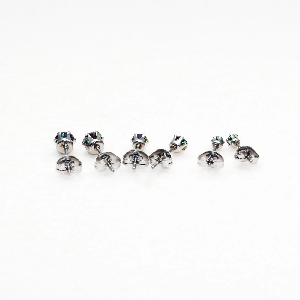 Klassische AAA bunte plattierte Zirkon-Ohrstecker, erhältlich in 3MM/4MM/5MM, für Damen und Herren – Detail 2