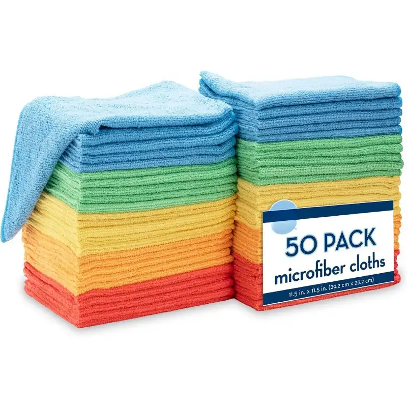 

50 Pack Microfiber Cleaning Cloth, Bulk Microfiber Towel for Home, Reusable and Lint Free Cloth Towels 11.5 Inch x 11.5 Inch