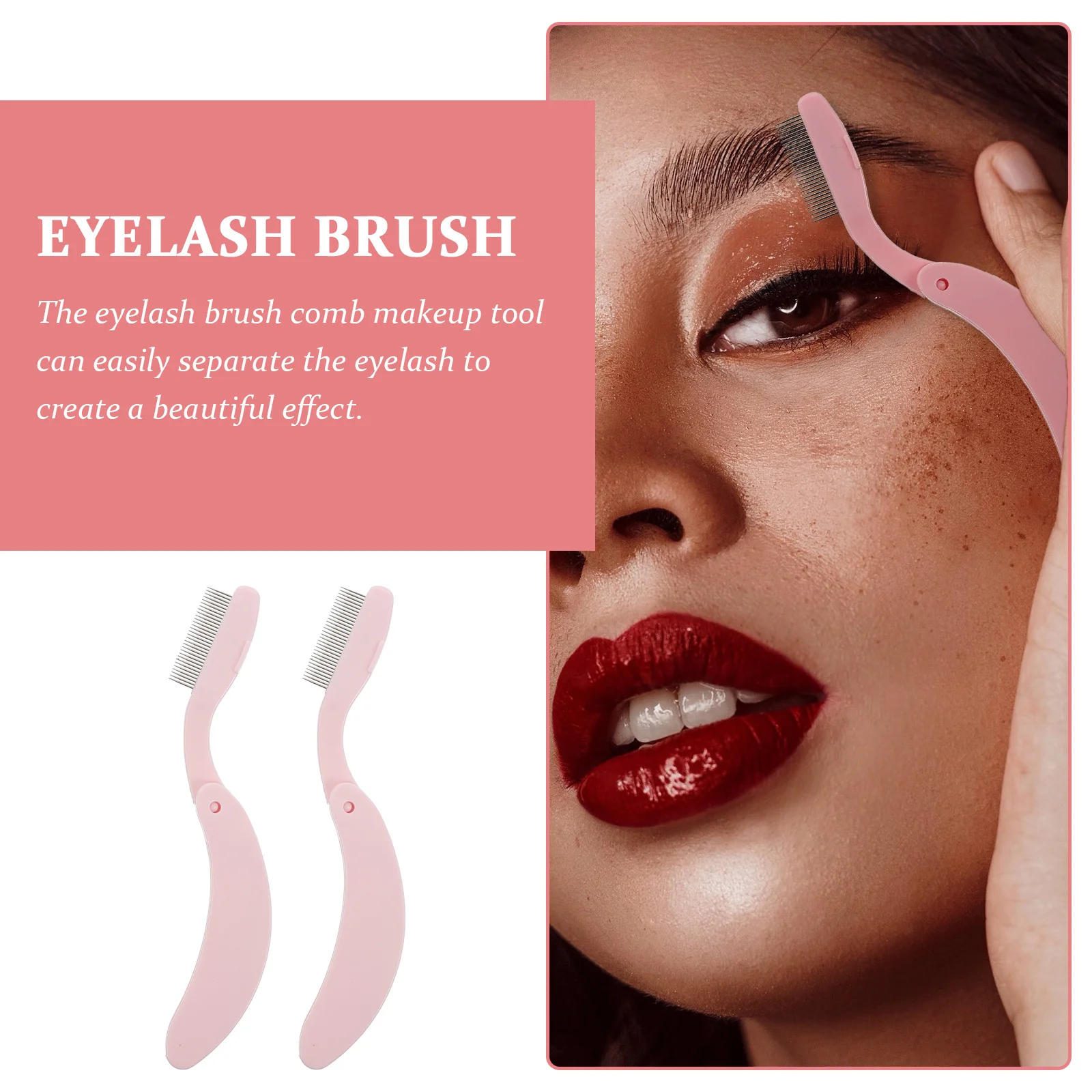 2Pcs Eyebrow Eyelash Brush Comb Portable Makeup Tool Multifunctional Grooming Brush for Home Salon Travel Face Makeup Tool