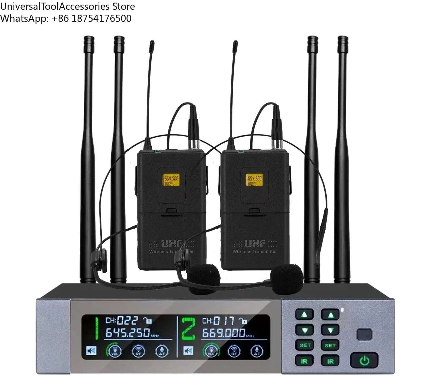V1633 2-Channel Wireless Microphone System High-Quality for DJ Party Stage Church Performance - Portable Audio Equipment