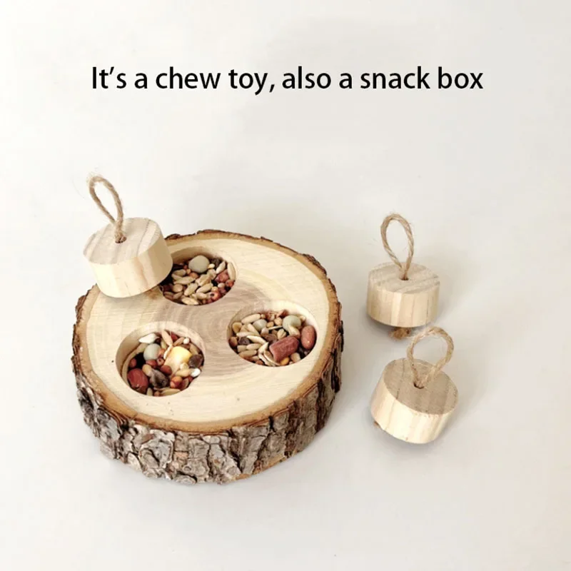 Wooden Hamster Toy Hamster Golden Bear Foraging Gnawing Grinding Teeth Wood Bite String Snack Box Hamster Landscaping Supplies view 6