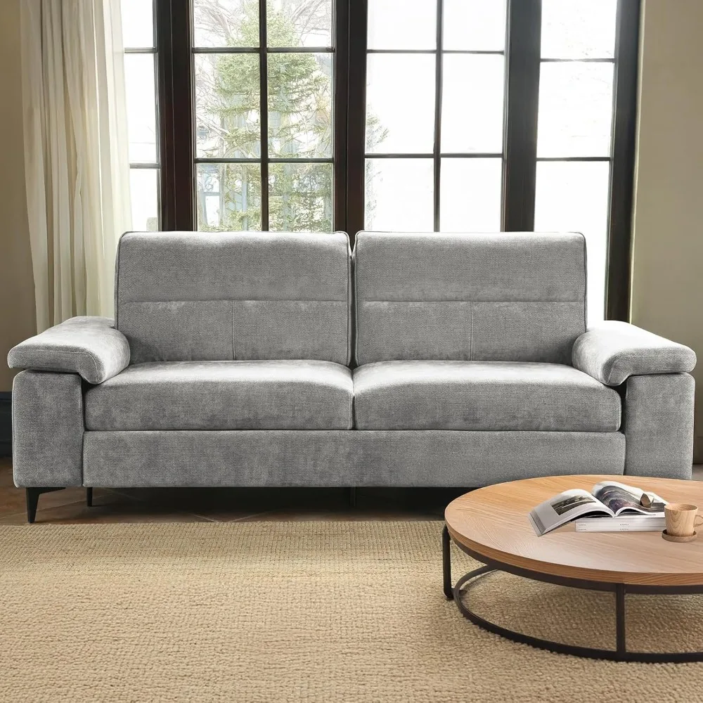 

88.97" Modern Sofa Couch for Living Room, Deep Seat Sleeper Sofa with 8”Cushion, Comfy 2-Seater Chenille Loveseat Sofa with Conv