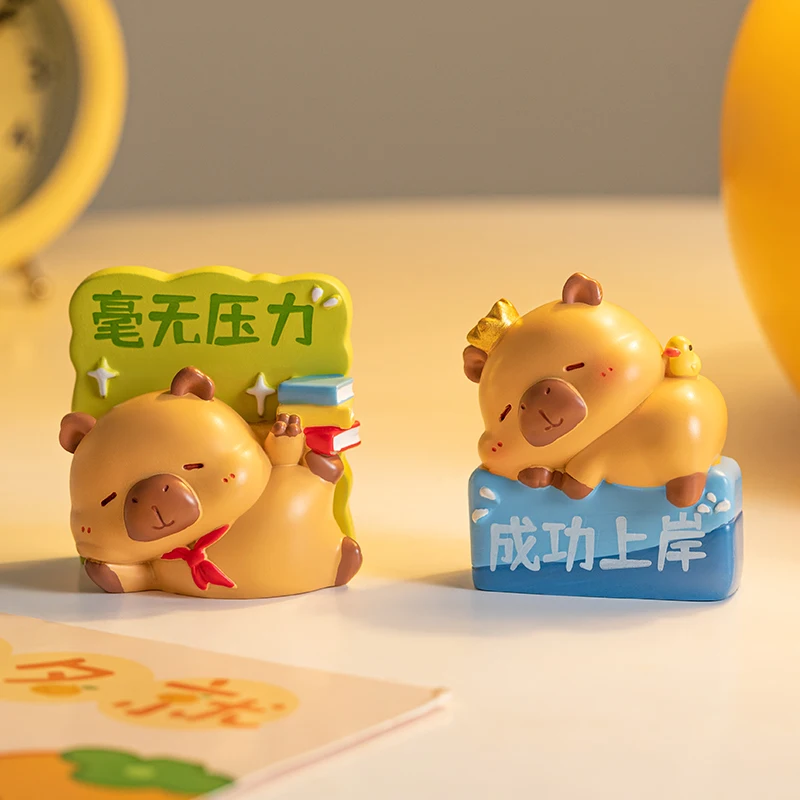 Cute Capybara Blind Box Figure Motivational Office Desk Ornament Doll Student Study Encouragement Decor Girl Birthday Gift