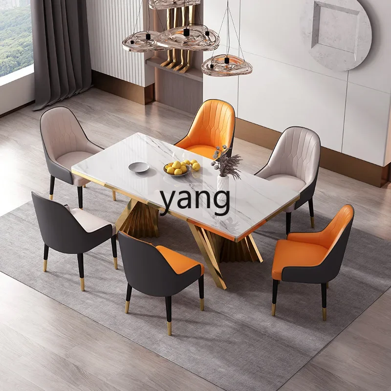 xyy dining table light luxury modern rectangular bright rock slab minimalist high-end island dining table integrated