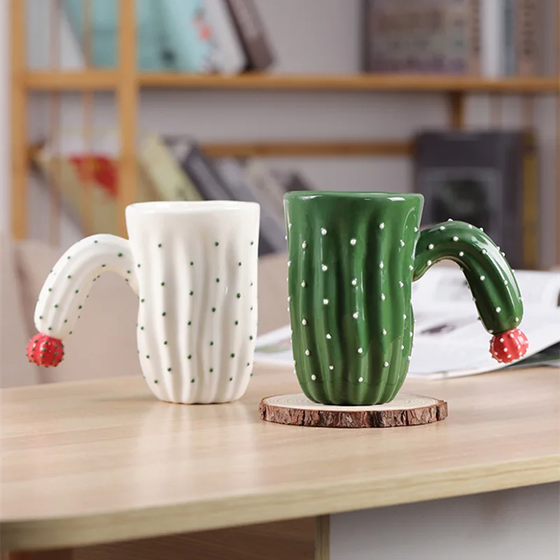 Tazas de cerámica para Halloween, tazas de Cactus de dibujos animados, para el hogar, oficina, café, Latte, tazas de leche, bebidas, tazas de regalo para el mejor amigo de Halloween