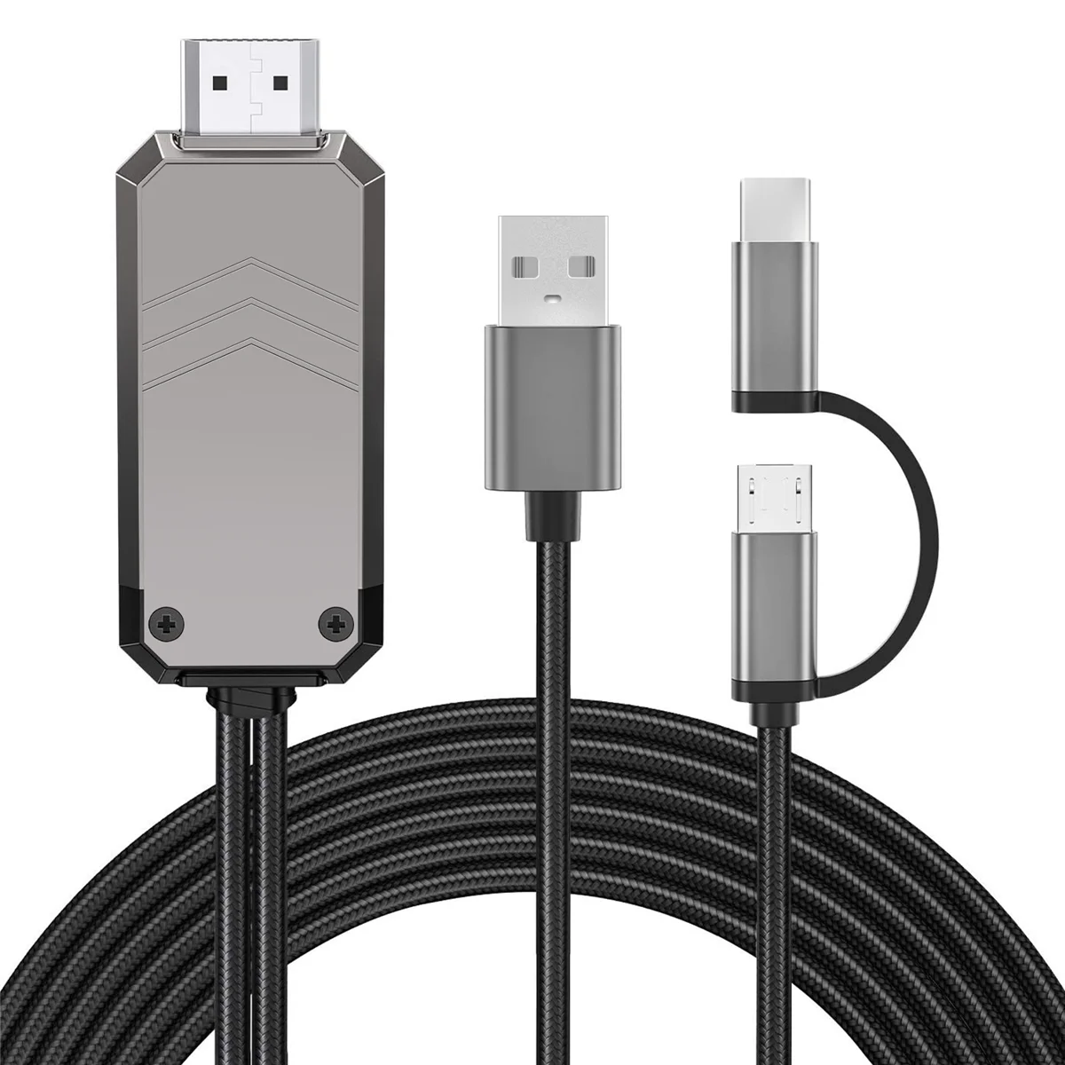 Kabel adaptor untuk telepon ke TV, adaptor yang kompatibel dengan Type C/micro-usb ke HDMI 1080P ke HDMI