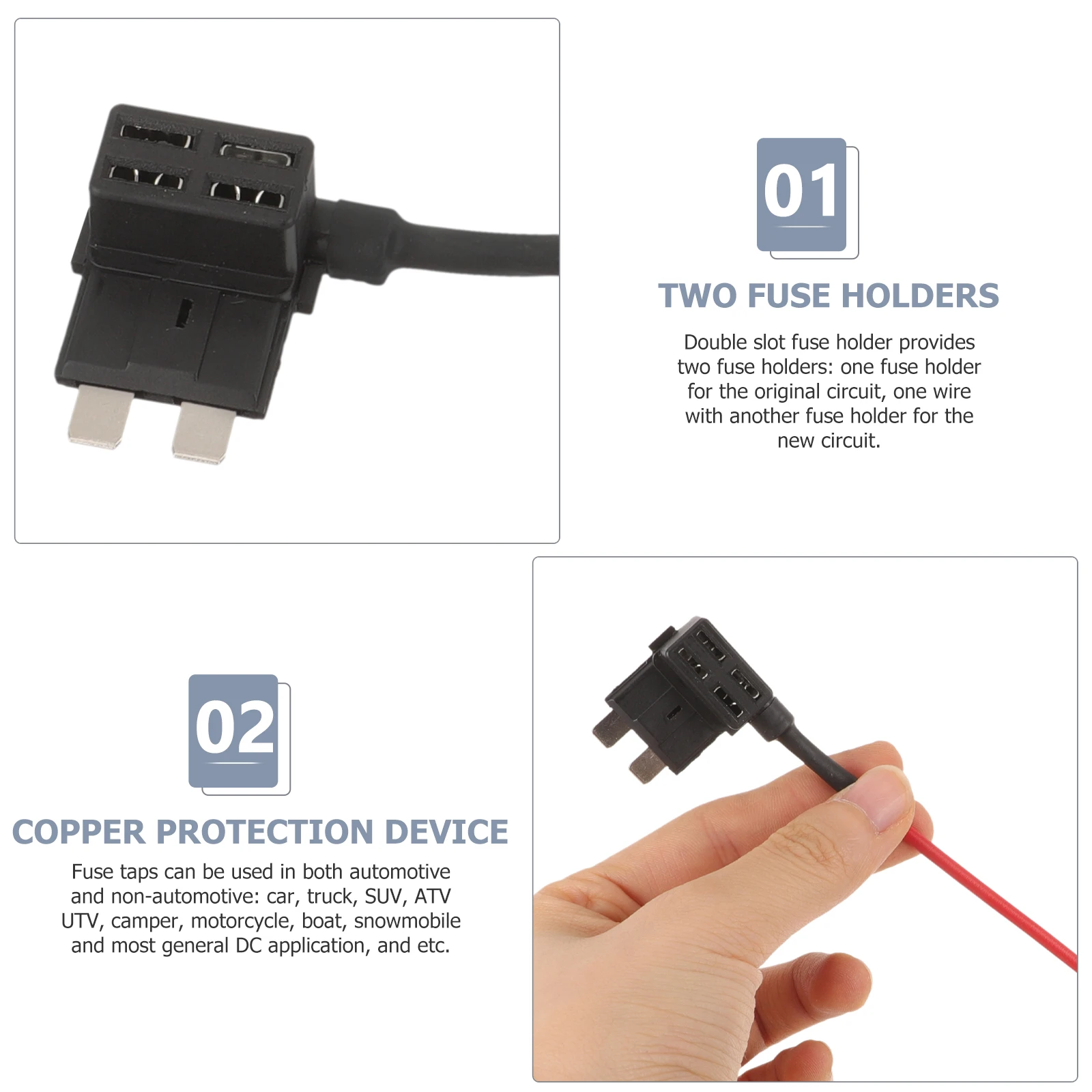 

6pcs Mini Medium Small Fuse Box Insert Holder Copper Socket Car Inline Blade Protector Kit Heavy Duty WireFuse Tap Adapter