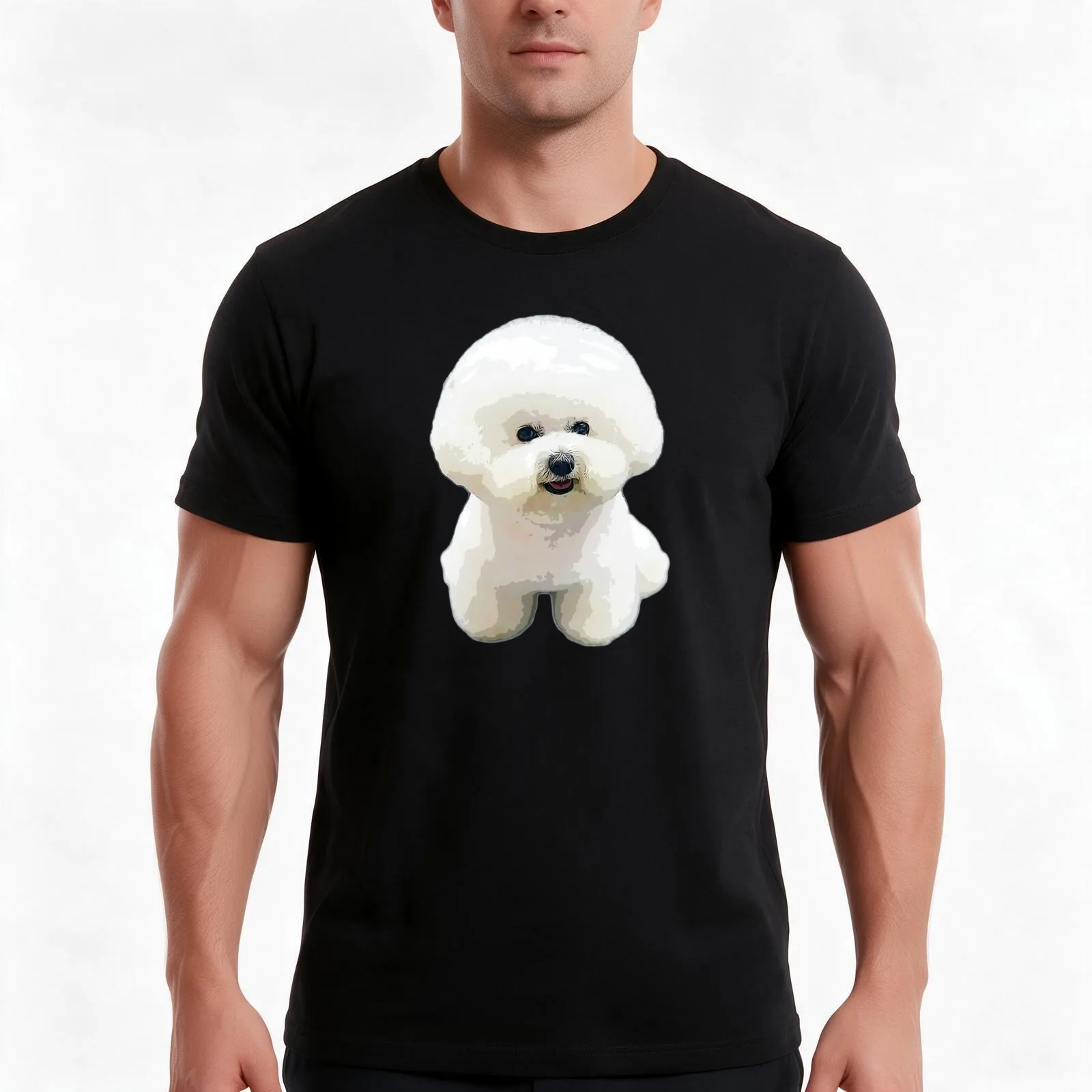 Bichon Frise Puppy Dog Cutest fluff T-Shirt, Summer Casual Cotton Tee, Oversized Streetwear Tops, Vintage Graphic Print