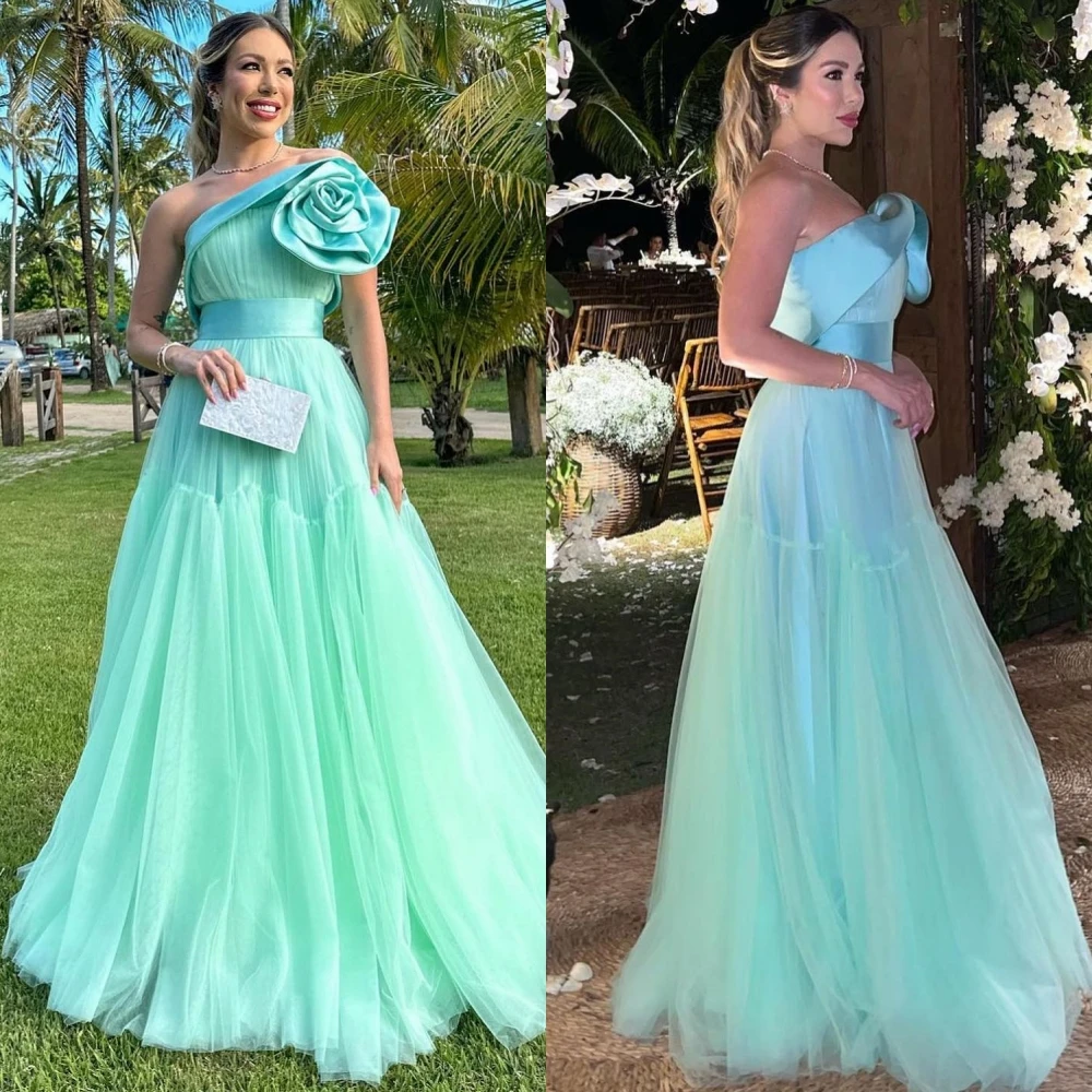 

Customized Exquisite Sizes Available Strapless A-line Prom Dresses Formal Ocassion Gown Flower Tulle robe pour cérémonie de mari