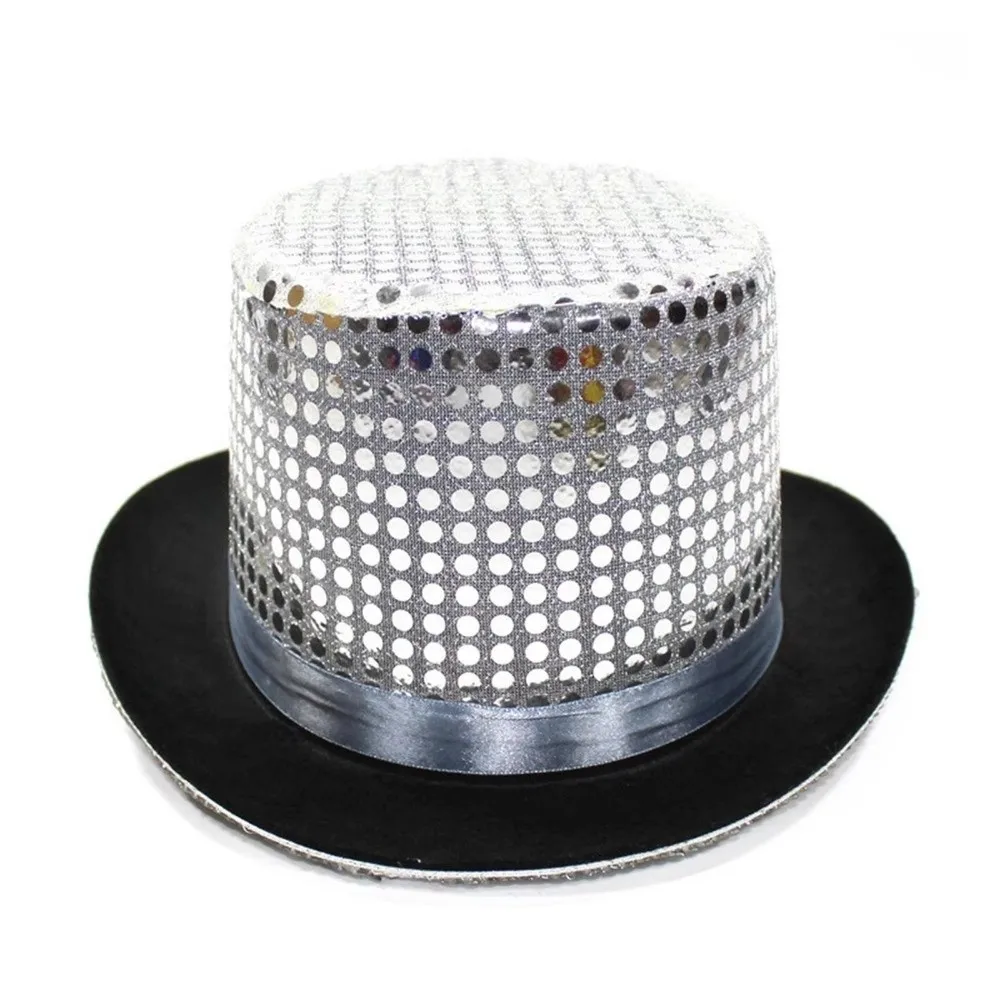 Retro Sequined Magician Top Hat Glitter Jazz Sparkling Mirror Hat Gentleman's Hat Performance Prop Hat