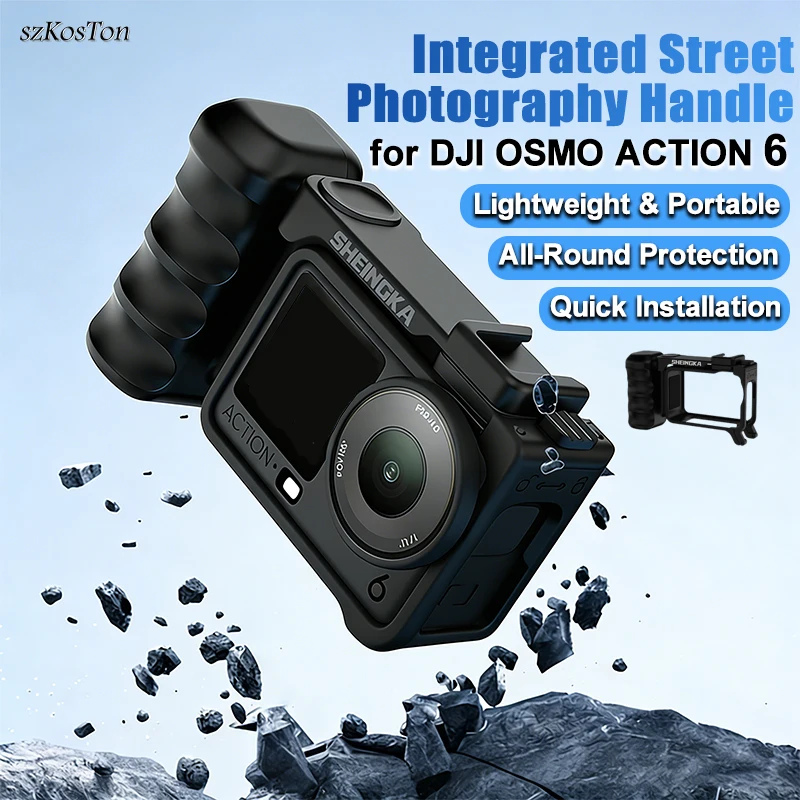 

For DJI Osmo Action 6 Hand Grip Frame Shockproof Expansion Case Quick Release Mount Protector Frame for ACTION 6 Accessories