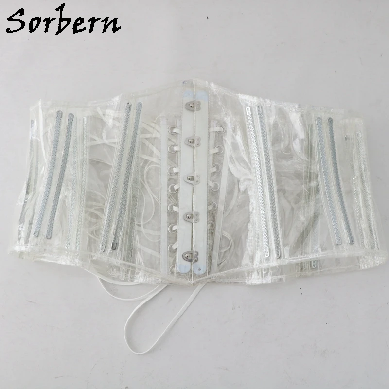 Sorbern Customized Transparent PVC Corset Art Performance Lace Up Sexy Slim Fit Women Bdsm Crosets Steel Bonings