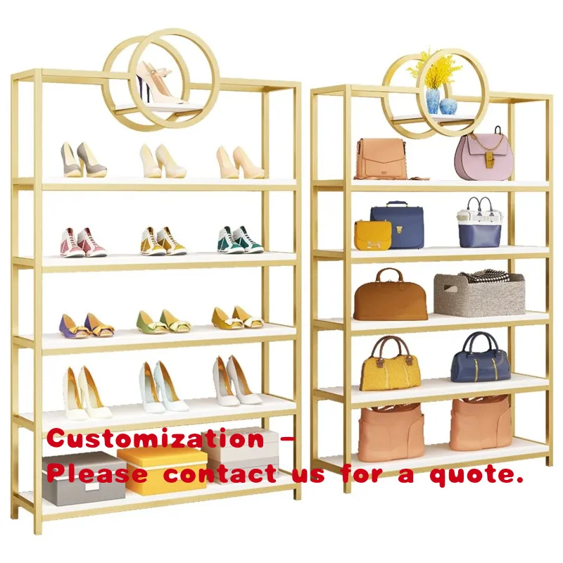 custom.Sock Hat Stylish Ladies Gold Tone Display Shelf Shoe Shop Stands Decoration Ideas Shoe Display Rack Shop