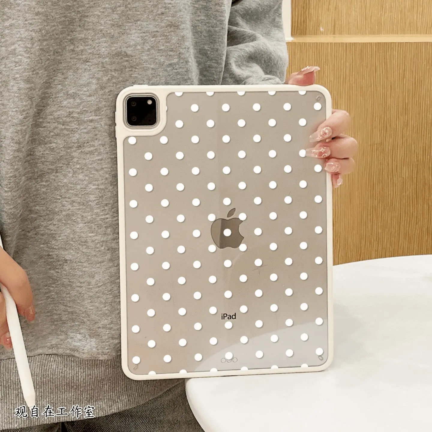 Solid Color Polka Dots Korean Ins Y2K Tablet Case For iPad Pro 13in 11th M5 M4 12.9in A16 7/8/9/10th Air6/7 11in M2M3 Mini Cover