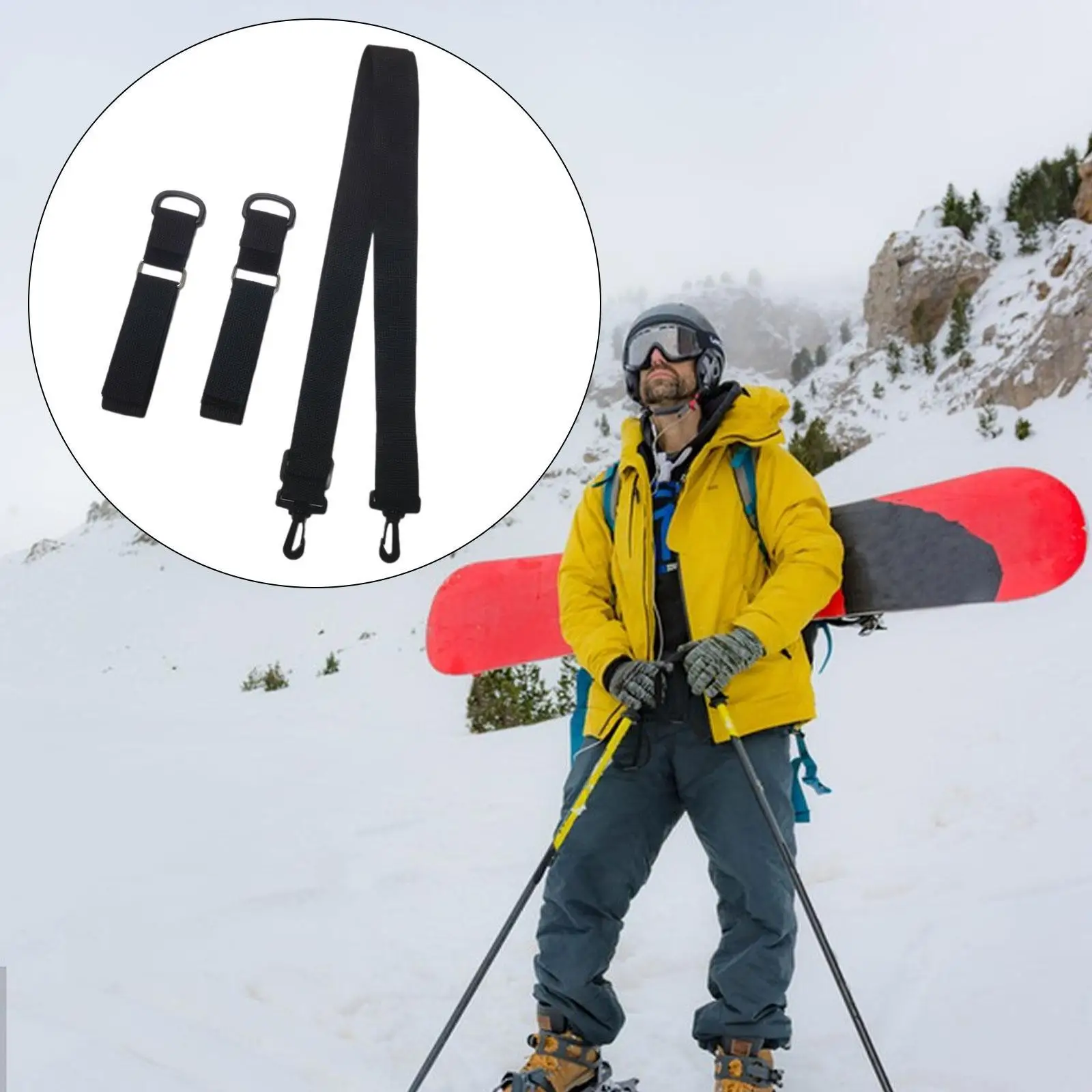 

Ski And Pole Carrier Strap Snowboard Shoulder Strap Fixing Belt Lightweight Adjustable for Skiing Winter Outdoor Sports