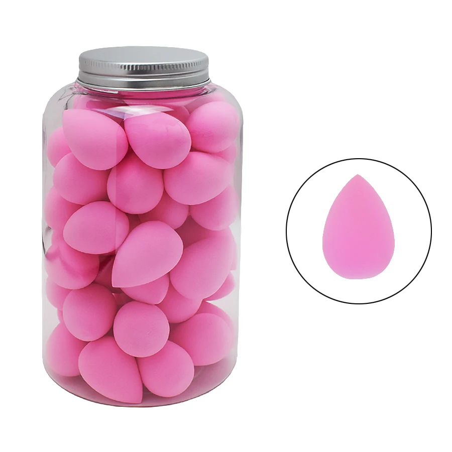 50 pezzi mini spugna di bellezza uovo goccia d'acqua piccolo trucco uovo soffio di polvere strumenti cosmetici combinati asciutti e bagnati con scatola di immagazzinaggio
