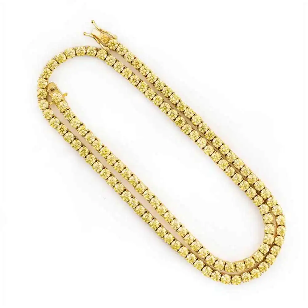 

Pass Test d Color Moissanite Hiphop S925 Tennis Chain 925 Silver Gold Necklace Cuban Link Hip Hop Jewelry