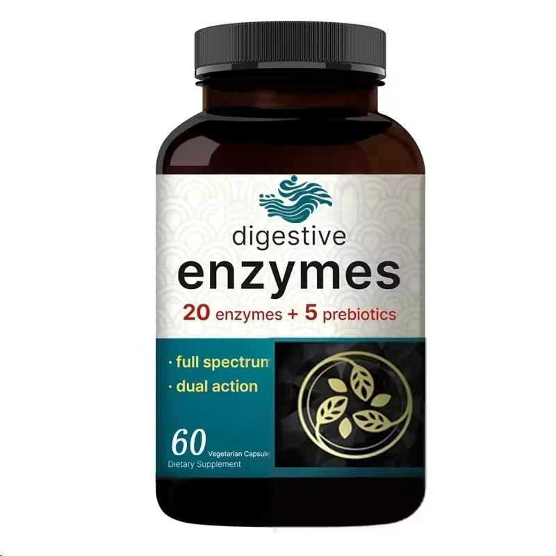 

60 вегетарианских капсул, содержащих 20 ферментов и 5 пребиотиками, способствующих кишечника и уменьшающих разглаживание.