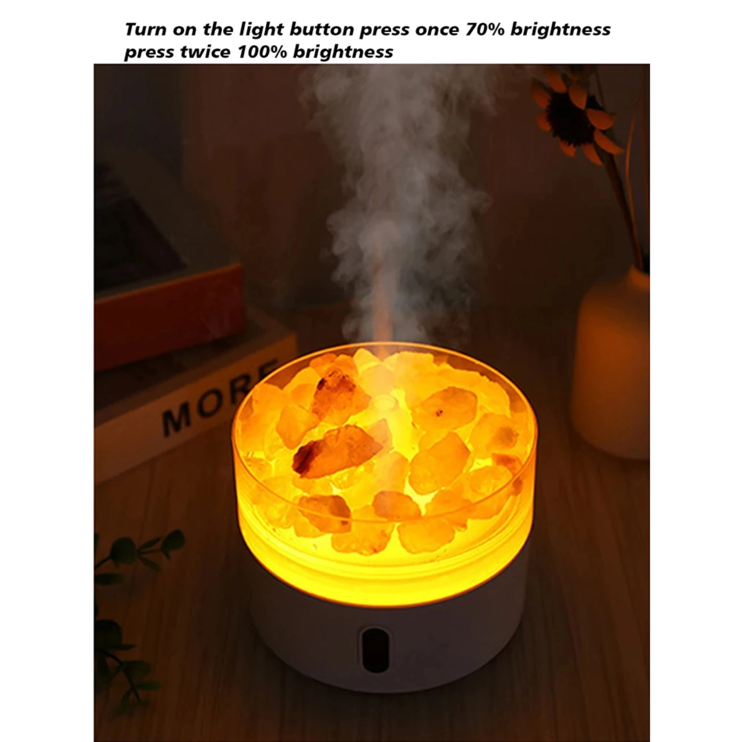 New Efficient and Relaxing USB Ultrasonic Salt Rock Essential Oil Aromatherapy Air Humidifier with Night Light - Perfect for Hom