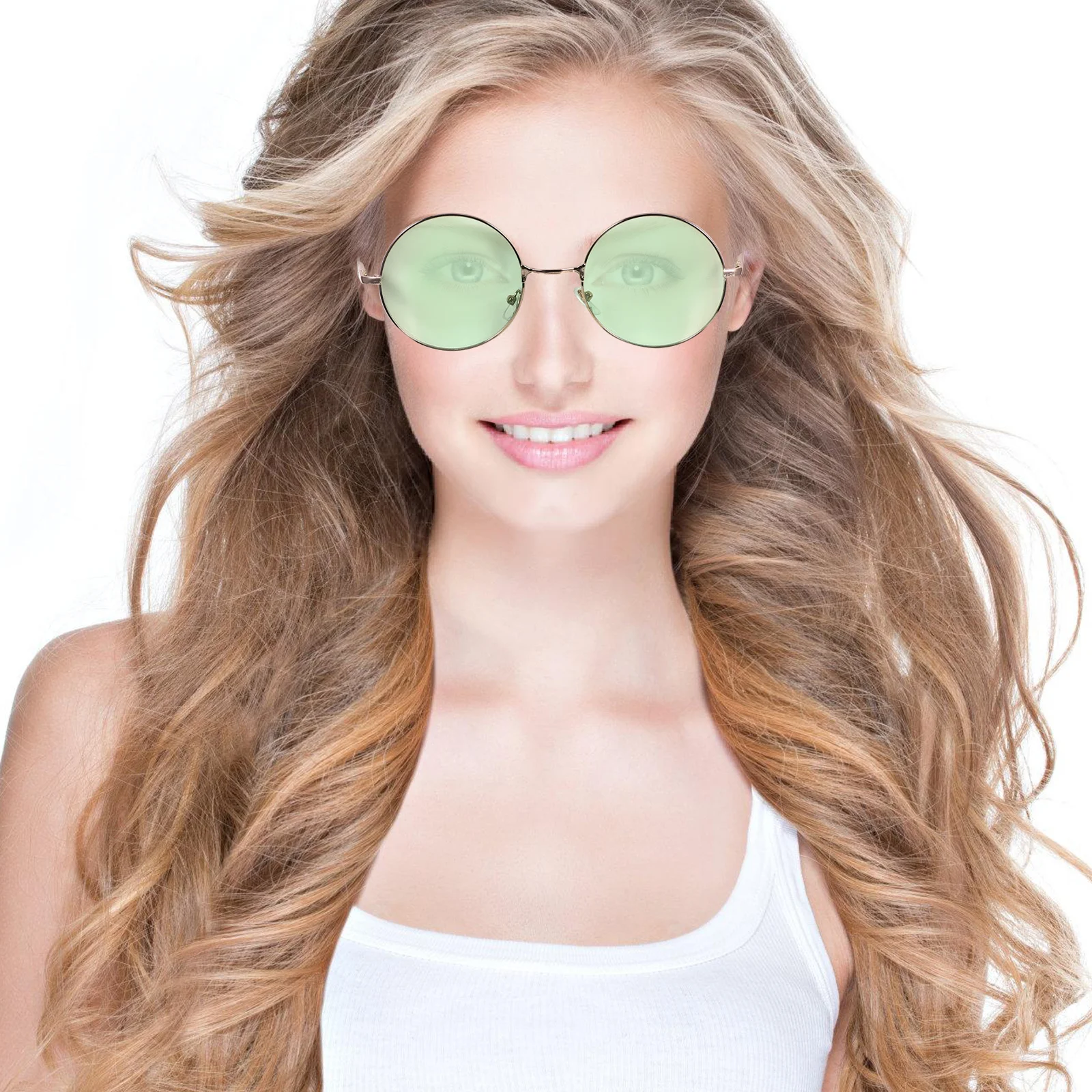 

Round Retro Glasses Sunglasses Gold Frame Yellow Lens Uv400 Protection Retro Lightweight Circle Glasses For Men Women