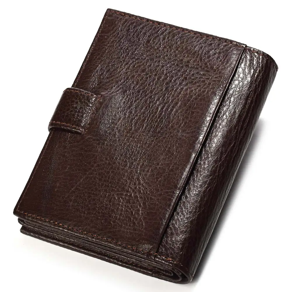 High Capacity Men\'s Passport Wallet Genuine Leather Multiple Card Slots and Coin Pocket Vintage Male Money Purse