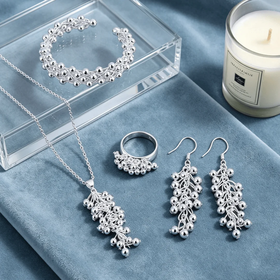 Hot charms 925 sterling silver niche Jewelry set special beads earrings bracelet ring necklaces set for women wedding Party gift
