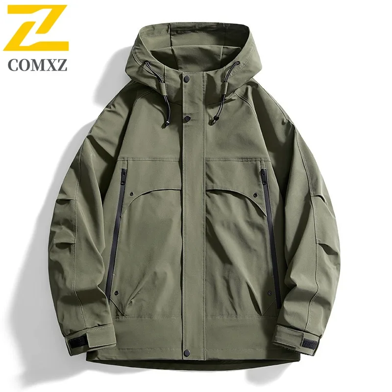 

COMXZ Men Coat Waterproof Big Size Hooded Athflow Travel Windproof Fishing High-Quality Biker Jacket Outdoor Comfortable Jackets