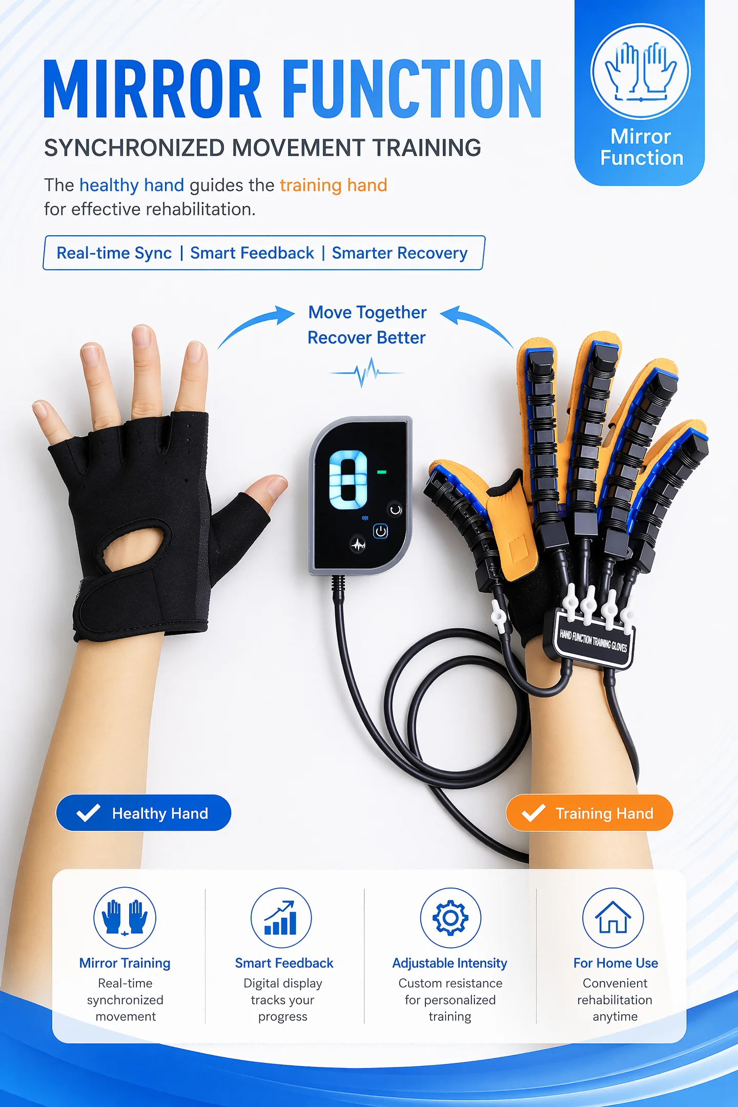 Intelligenter Roboter-Trainingshandschuh für Handübungen Elektrisches Fingerflexibilitäts-Trainingsgerät Heimfitness-Tool – Detail 5