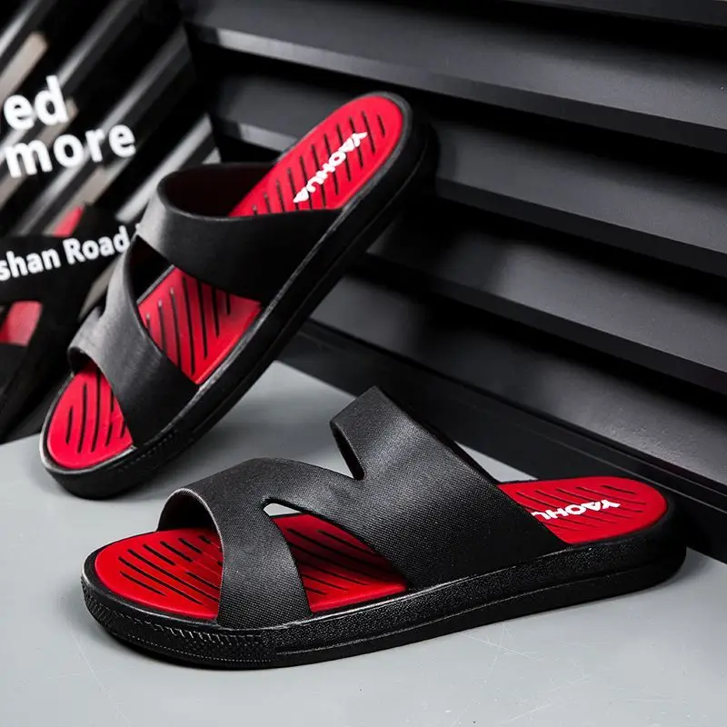 

Men's Summer Breathable Slides - Cushioned Footbed Non-Skid Slippers for Home & Short Trips