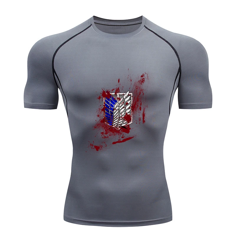 Camisas de compressão de manga curta masculina Anime, Running Training T Shirt, Gym Jogging, apertado Sports Top