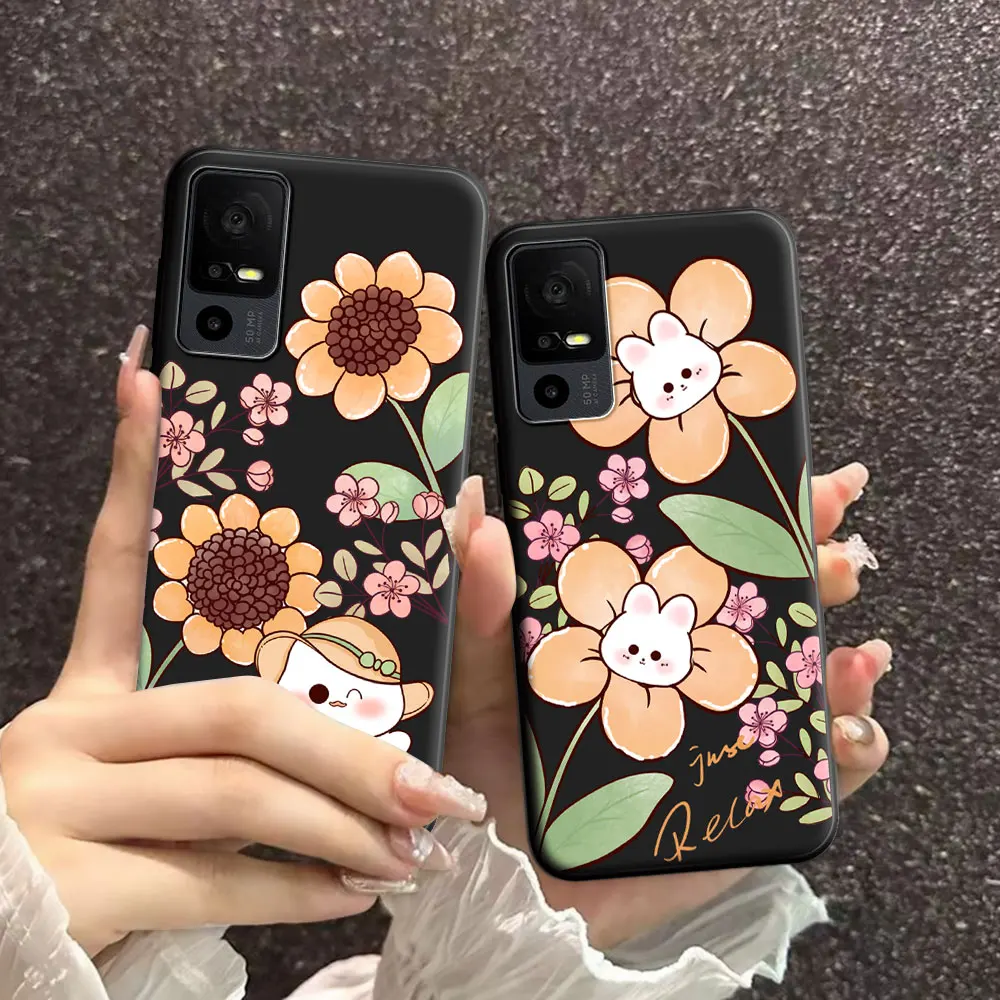 For TCL 40 SE 40R 40X 5G 40 XL Case Floral Soft Silicone TPU Phone Case For TCL 40 XE 5G tcl40 T T608DL Cool Back Cover Fundas