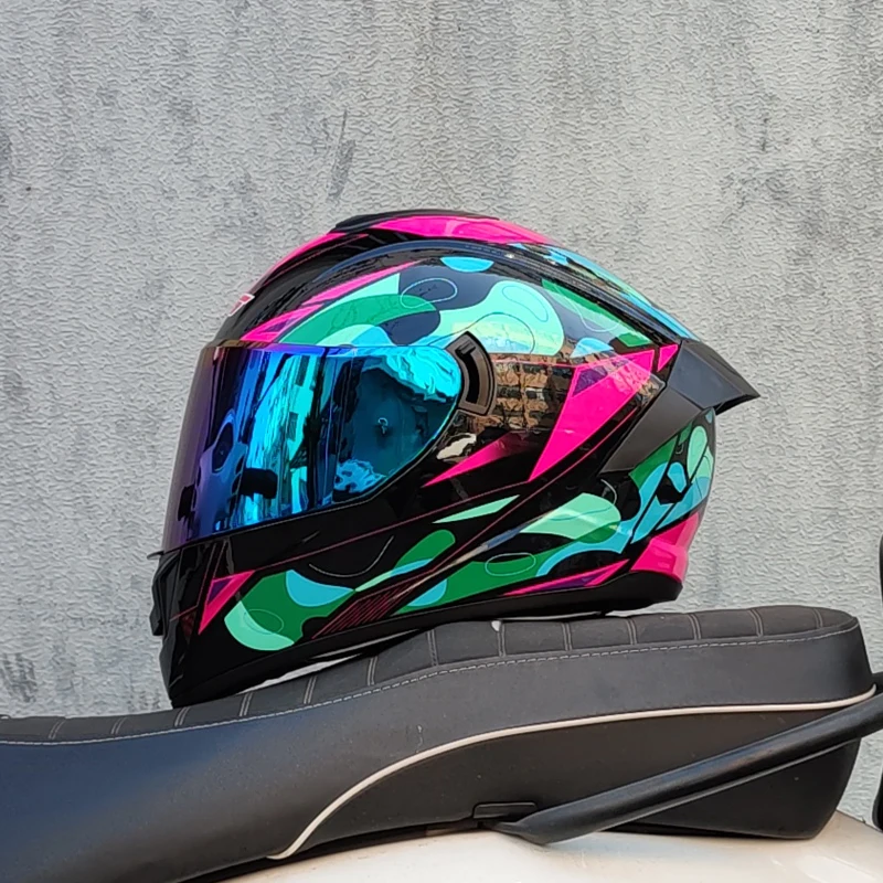 Casques de moto pour hommes et tenue de femme casques de Locomotive à Double lentille Cascos Para Capacete Da Motocicleta