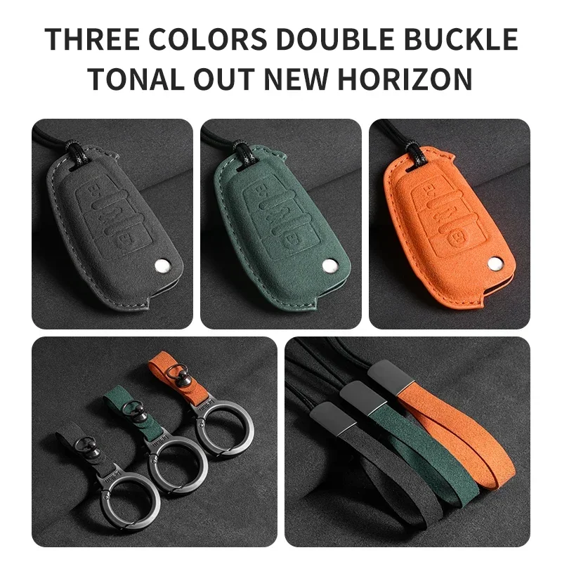 Suede Car Folding Key Case Cover Shell for Audi A3 8L 8P A4 B6 B7 B8 A6 C5 C6 4F RS3 Q3 Q7 TT 8L 8V S3 Protector Keychain view 6