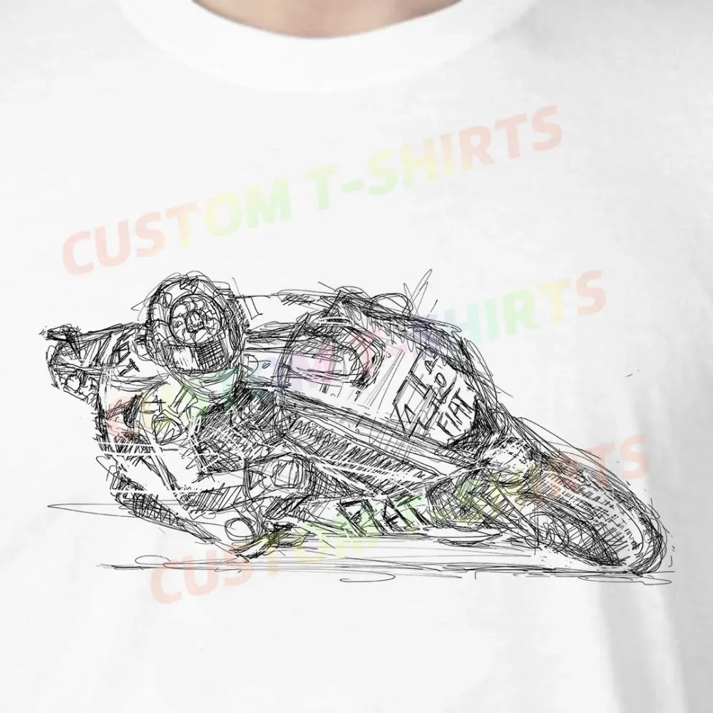 

172 253_Valentino_Rossi Fans' comic-style hand-drawn pattern T-shirts for both men and women in summer