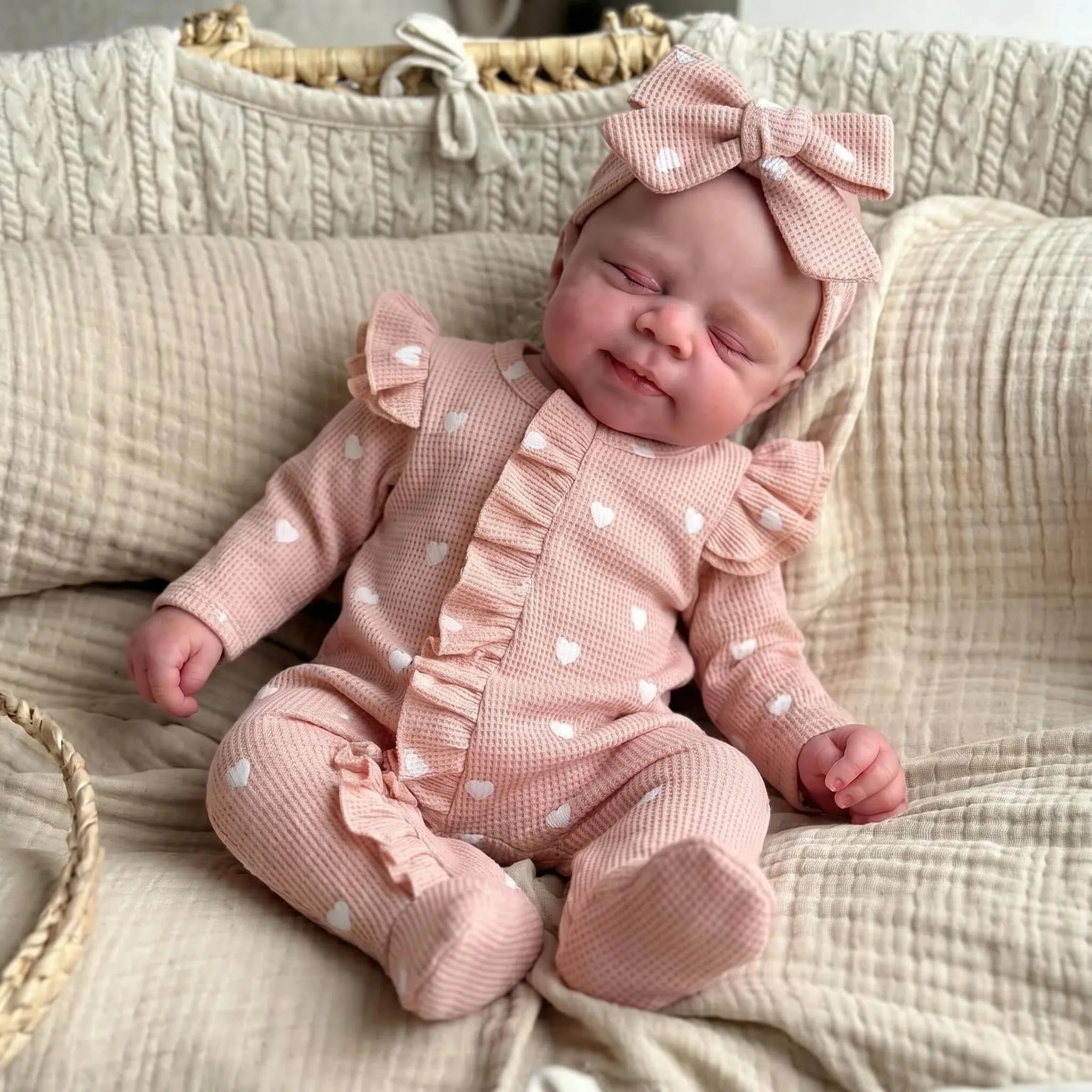 NPK 18inch Platinum Silicone Baby Weight Figure with Pacifier Realistic Bebe Full Solid Mouth Can Open Pascale Collectible Toy