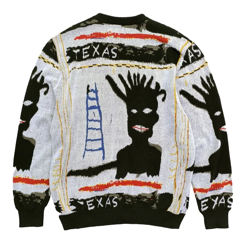 Streetwear WACKO MARIA Creative Knit Jacquard Cardigan V-neck Cotton Autumn Winter Men Women High-end Sweater Jacket