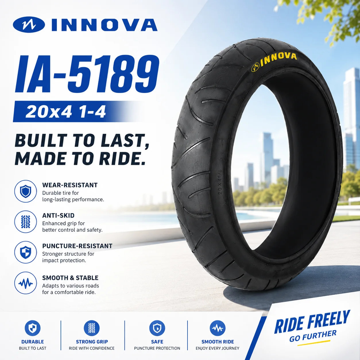 INNOVA Electric Bike Tire 20x4.0 1/4 WIRE Tire Original Black Blue Green Electric Bicycle Tyre Mountain Bike Accessorys Tube