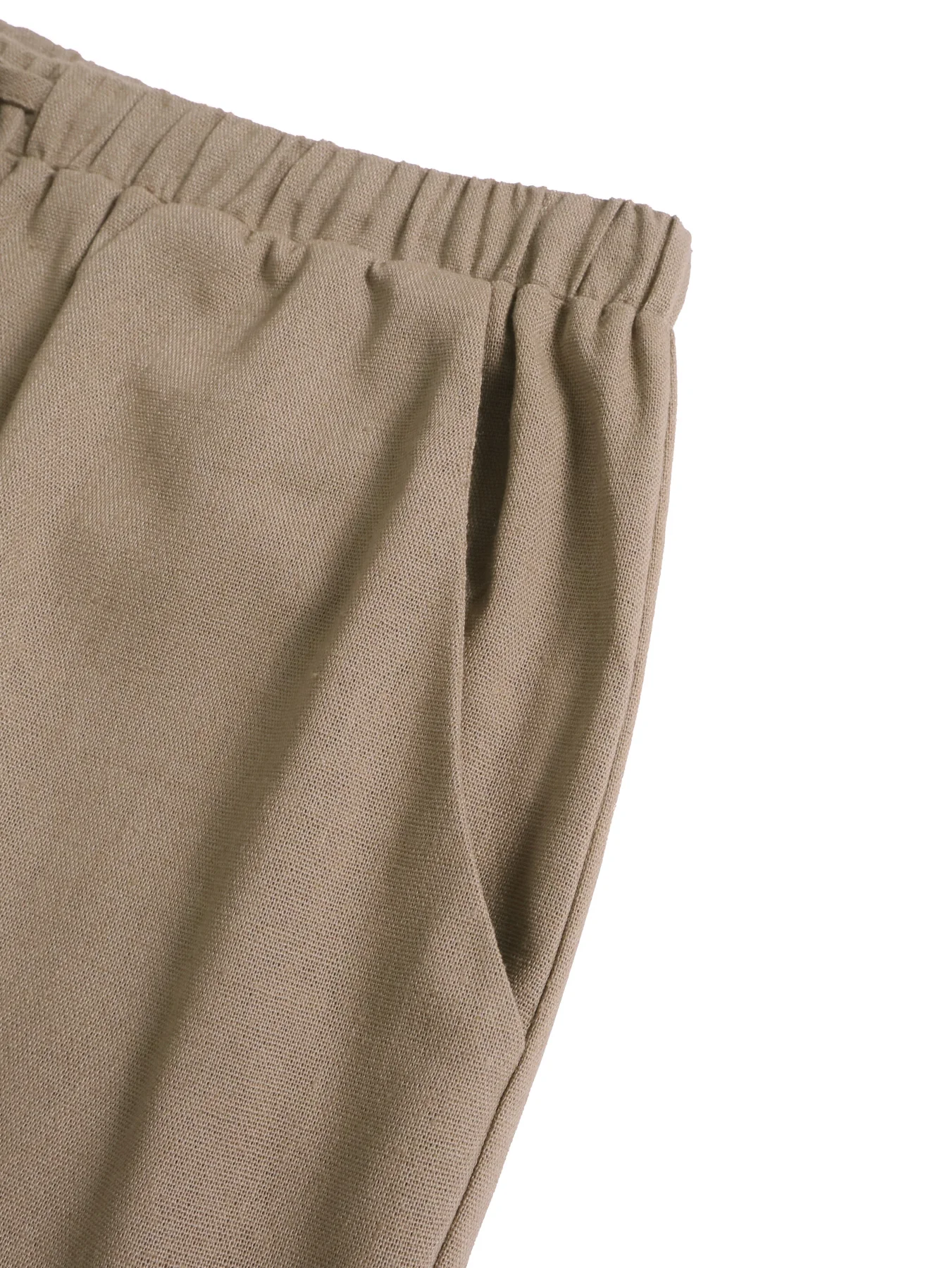 سراويل نسائية من الكتان بأرجل واسعة، سراويل طويلة كاجوال متوسطة الخصر، أزياء صيفية مريحة، ملابس للسيدات من قطعة واحدة