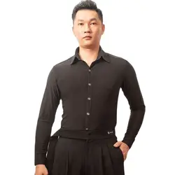 Latin Dance Shirt Practice Clothes Men Latin Tops Salsa Rumba Male Tops Professional Modern Dancewear Modern Ballroom Dance