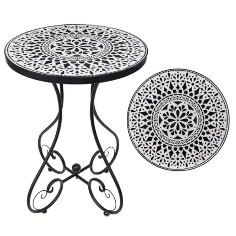

Outdoor Side Table Mosaic Patio Table Accent Tables Mosaic Tile Top Metal Frame Small End Tables Porch Beach Patio Garden Balco
