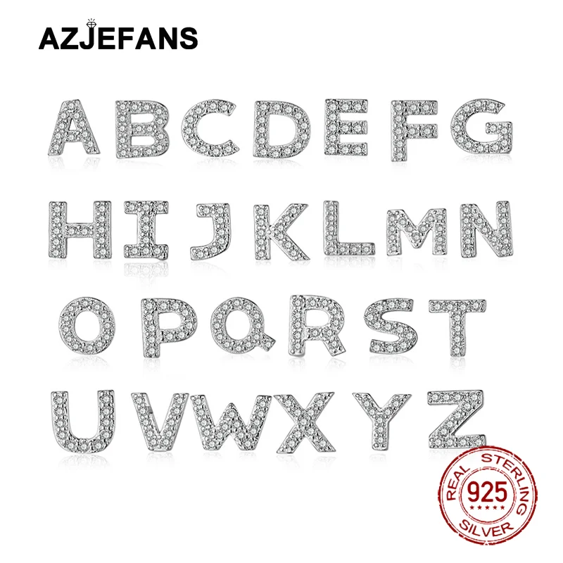 AZJEFANS S925 Sterling Silver 26 Letter DIY Moissanite Earrings Fine Jewelry